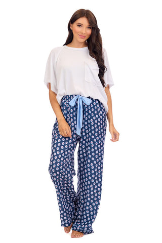 Navy Floral Pajama Pants Small