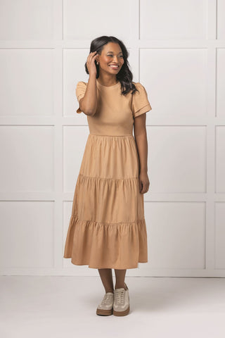 Tan Patton T-Shirt Midi Dress