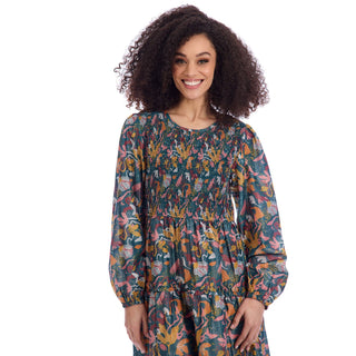 Long sleeve colorful dress with floral print