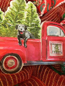 Wreath Mesh Christmas Truck Dog