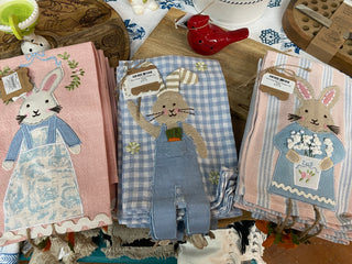 Blue Check Bunny Dangle Leg Towel