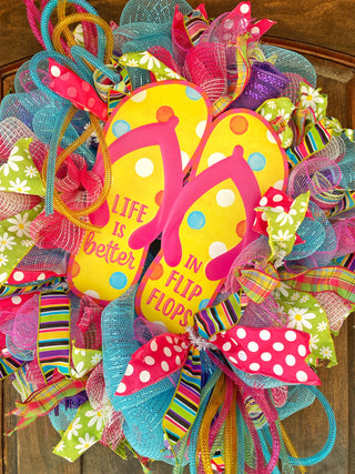 Wreath Mesh Flip Flop Turq
