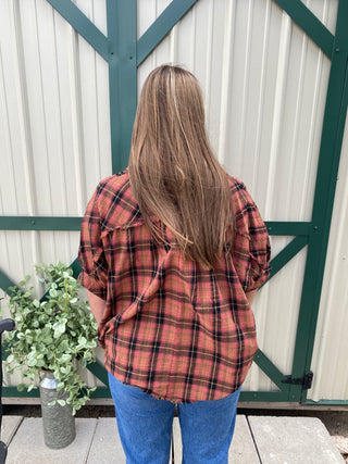 Plaid Button Down Top Plus