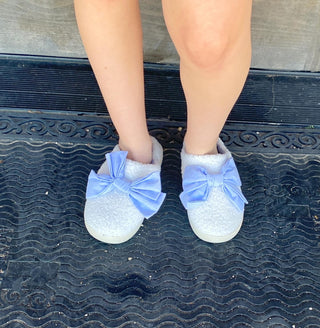 Blue Bow Slippers Small / Medium