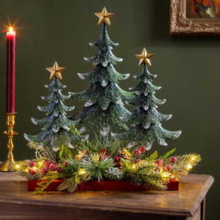 Decorative Christmas tree centerpiece with lights and stars 