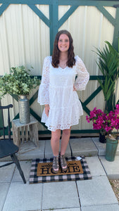 White Meredith Eyelet Dress L