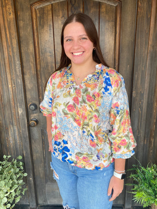Blue Watercolor Blouse