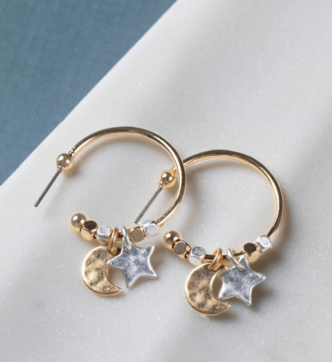 Giving Earrings Moon and Stars