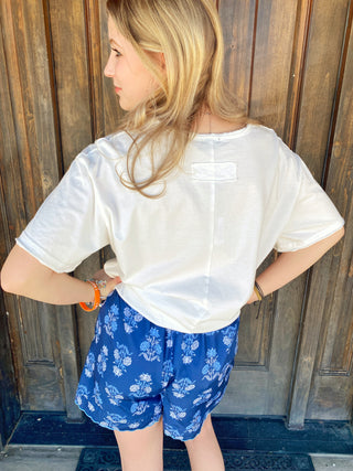 Blue Floral Pajama Shorts Large