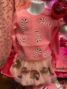 Kids Candy Cane Sweatshirt Lg 4T-5T