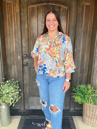 Blue Watercolor Blouse