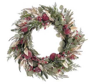 WREATH 28" FROSTED POMEGRANATE