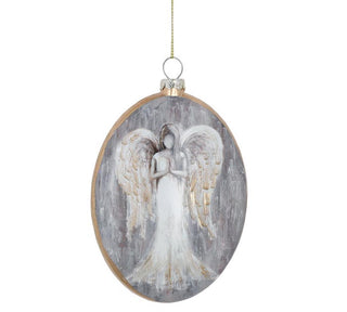 Decorative angel ornament with a gray background