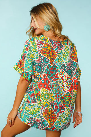 turquoise-geo-print-top-plus