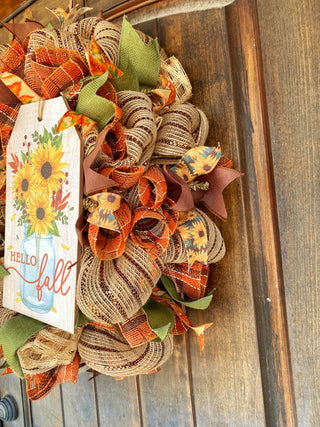 Wreath Mesh Hello Fall