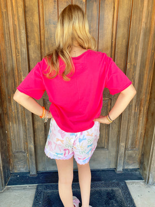 Pink Bow Pajama Shorts Large