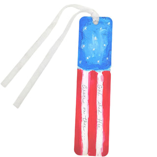 Decorative bookmark with American flag design on a white background