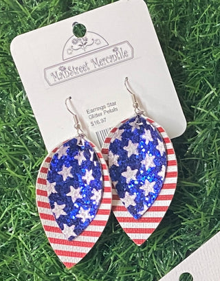 Earrings Layered Leaf Glitter Petals