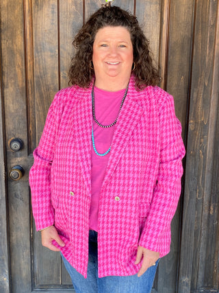 Houndstooth Pink Elle Blazer