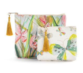 Floral + Butterfly Zip Pouch Set of 2