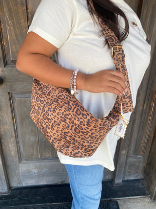 Sophie Red Leopard Suede Bag