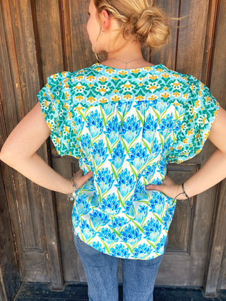Turquoise Floral Print