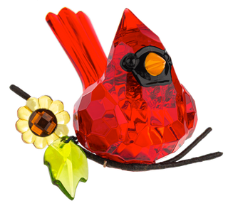 Acrylic Sunflower Cardinal Figurine - 3.5"