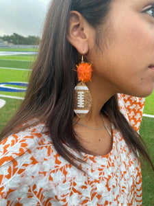 Earring Orange Pom Football