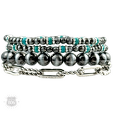 Western Burnished Pearl Bead & Chain Bracelet Set - Turquoise from Pink Panache