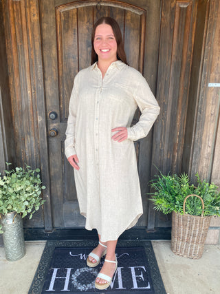 Linen Blend Shirt Dress