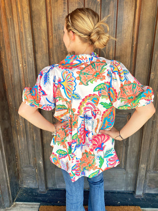 Cream Paisley Top