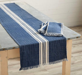 Navy Fringe Table Runner