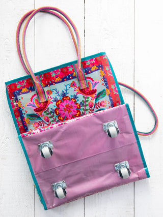 Rolling Tote Red Folk Flower
