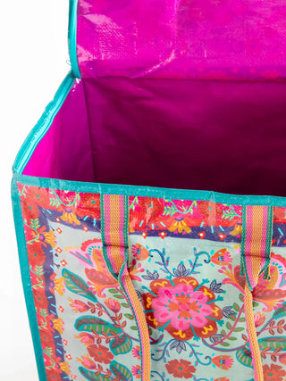 Rolling Tote Red Folk Flower