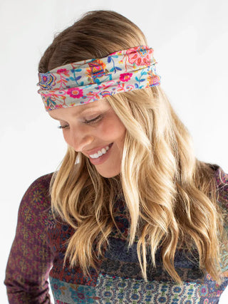 Half Bandeau Black Pink Folk Floral