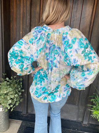 Green Watercolor Blouse