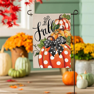 Patterned Pumpkins Burlap Flag Garden