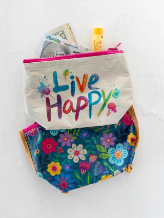 Reversible Zip Pouch Live Happy