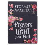 Deck of cards titled 'Prayers to Light Your Path' by Stormie Omartian with floral design on cover