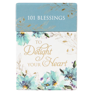 Book titled '101 Blessings to Delight Your Heart' with floral design on a white background