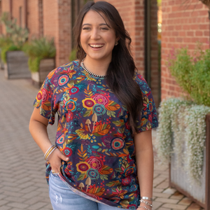 Basic Navy Floral Tee