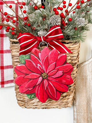 Red poinsettia plaque for the holidays 