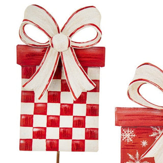Metal red and white checkered gift box