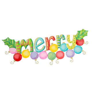 Merry and Bright Metal Ornament Holder – Colorful Holiday Wall Décor