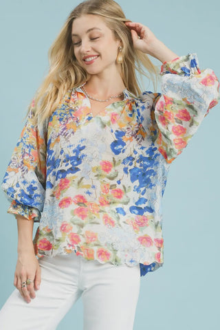 Blue Watercolor Blouse