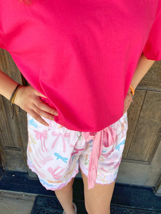 Pink Bow Pajama Shorts Large