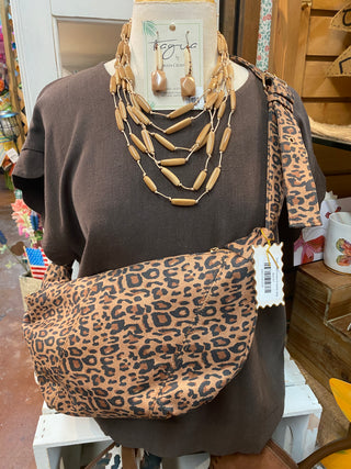 Sophie Red Leopard Suede Bag