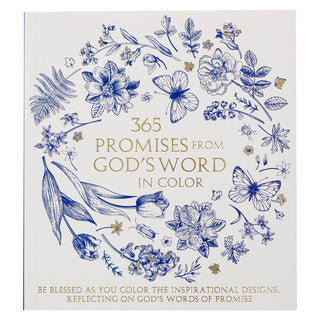 Coloring book cover with floral and butterfly designs and text about promises from God's Word.