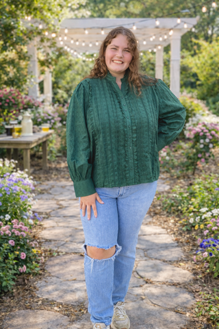 Kathleen Green Eyelet Top