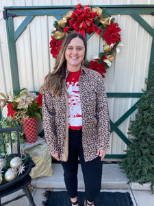 Santa Patch Animal Print Flannel